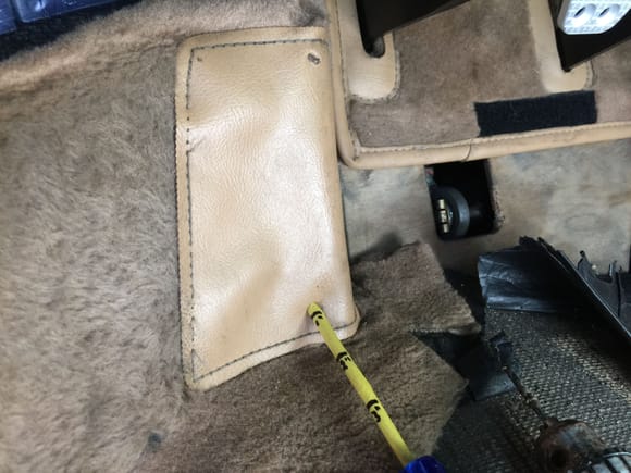 Secure dead pedal around the leather pad, but not in lower right corner