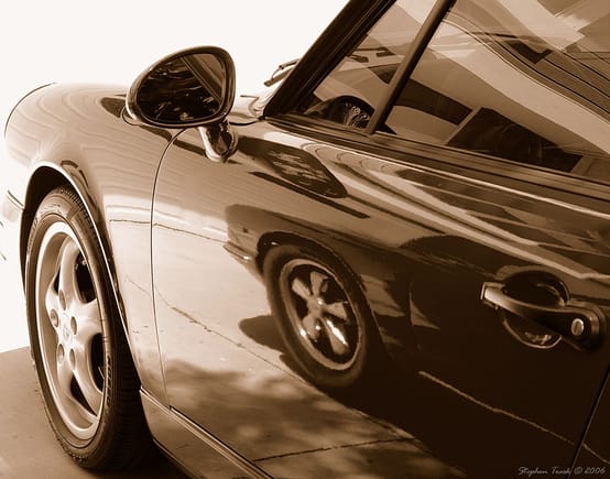 Reflections of Heritage. My fathers 1968 912 reflecting off my 1989 C4.