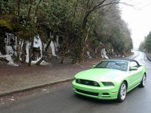 Still icicles on the rocky walls of the mountains