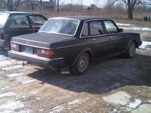 From the back. Note my amazing beater Festiva next to it. I guess I'm not your typical Volvo owner.