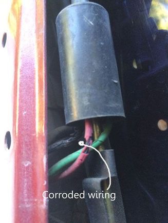 Here is a view of the Door Lock Plunger switch showing the deterioration of the wire insulation.  No wonder my locks were going crazy on our pot-holed city streets.