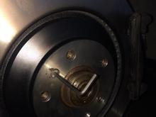 Finished disk all on with a slightly different retaining bolt a hex for next time with copper slip to mitigate it removal for the next guy .