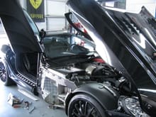 Mclaren SLR in workshop awaiting QuickSilver Exhaust