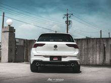 The VW Golf GTI MK8 (OPF Vehicle) is still equipped with OEM exhaust system.