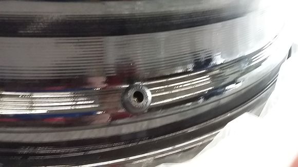 Figure 2: Mounting option area 2 - note that the tire "professional said that the TPMS sensor can not be put here because the bead seats just on the other side of the grommet and he guaranteed there would be a leak
