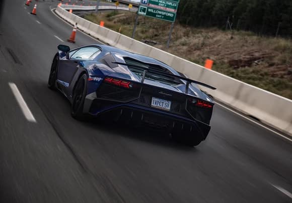 Awesome Lamborghini Aventador LP 750-4 SV roaring down on the Northern Virginia highway.
