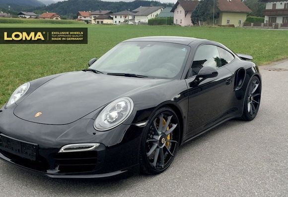PORSCHE 991 TURBO S WITH 21″ FORGED RIMS BY LOMA WHEELS