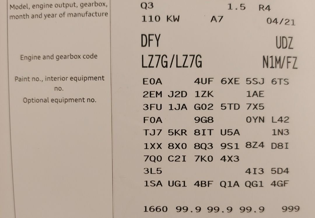 2021 Q3 35TFSI engine and transmission code AudiWorld Forums