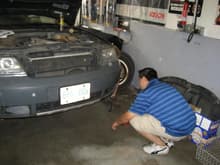 Greg came by just to assist, here he's working on Robin's Allroad
