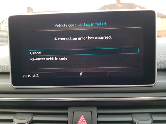 Audi Connect setup connection error
