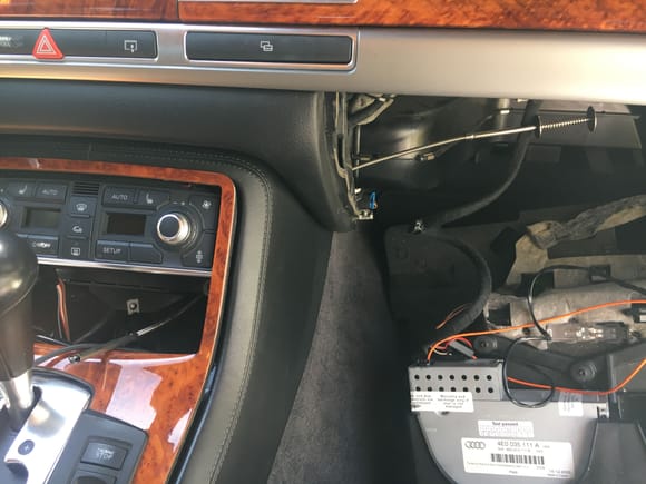 Routing cables from under AC controls to glovebox area