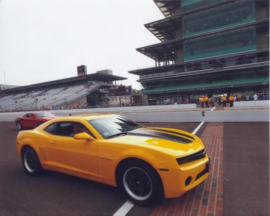 Indianapolis Motor Speedway, July 2011.  My Camaro crossing the famed &quot;yard of bricks&quot; at the start/finish line.