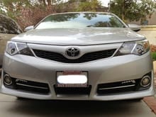 Camry Front view, shows Mercedes Style Daytime Running Lights.