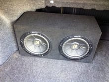 Camry 8 inch Kicker Sub Woofers, and Kicker 300.2 Amp. Upgraded to new tweeters as well.