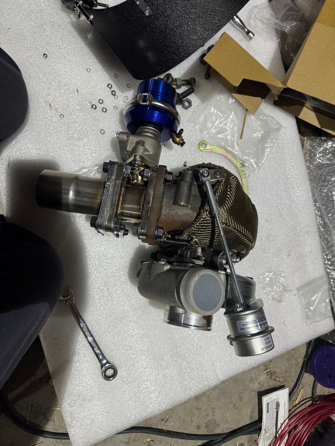 I installed an internal watergate for safety. The watergate in blue will need to be relocated. It�s clocked for my application with oil drain on bottom and compressor outlet pointing upward. 