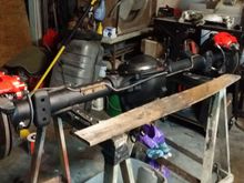 Axle all finished up. Axle painted satin black, calipers are gloss cherry. All courtesy of Rustoleum.