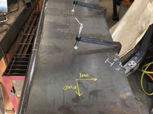 Then position the plate where you want it. My plate is 48” x 15”, 3/16” thick.