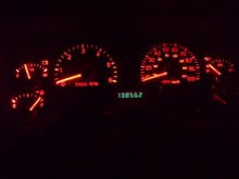 Red LEDs in the dash.