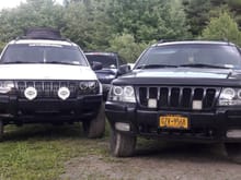 So his and hers jeeps . Hers has clear angel eyes and mine tinted angel eyes . Spyder lights. Mine running LED highs and lows.