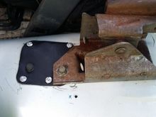 Sheet metal patch made for the ebrake hole.