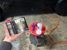 I used U-Pol’s Raptor primer and a cheapie Harbor Freight spray gun for this job 