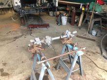 Prepping axle parts for paint. 