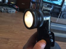 Old military Fulton angle flashlight, with antiqe bulb. Not too bright... Upgrade to LED and it's as good as an LED maglight!