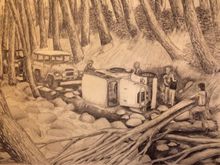 Drawing I did of an Off Road adventure I was in back in 1976 with friends. How do you like their FJ40's