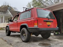 Rancho 1.5" leaf springs, IRO 0" shackles, Old Man Emu sport shocks - stock front suspension for now. 