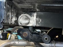 I lapped and plug welded a little patch over the hole where the factory shackle bolt went through the capture nut. Got a little bit of porosity here but I’m not worried about making it perfect. It’ll be covered up. 