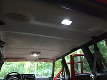 Headliner after painting with Behr Deck Restore, a rubberised non-skid finish.