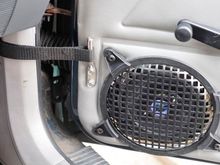 Right Side 6.5 CoAxial Speakers with custom speaker grills and door straps