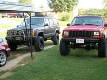 my xj 4.5 lift and 30s .chris's 5.5 and 32;s.