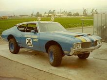 this car just got a restoration and was at the BAJA 500 in 2010, James Garner's Olds 442