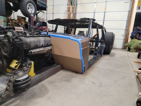 Got the rear wheel position figured out and starting on the firewall