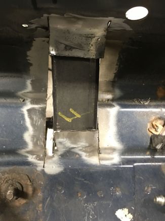 Cut the tabs to a comfortable length, then hammer them down to the 2x2 tie in. See the gap on the left...