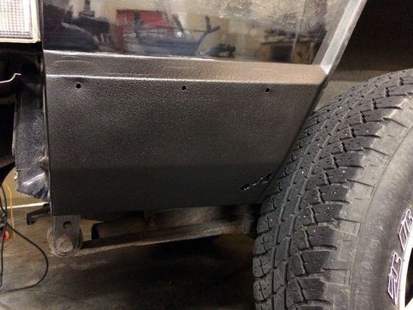 Unfortunately, this side decided to reveal a little bit of cancer.  I removed the trim from inside and cleaned out as much as I could.  Then gave it a dose of Rust Reformer paint.  It's a temporary fix but will have to do for now.