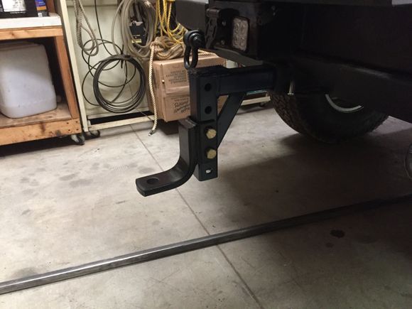 Got a adjustable hitch fro harbor freight and made it longer where is goes in the receiver because this bumper has a boot that you tighten to help the hitch from jumping. With out it it jumps a lot due to hole being a little to big.