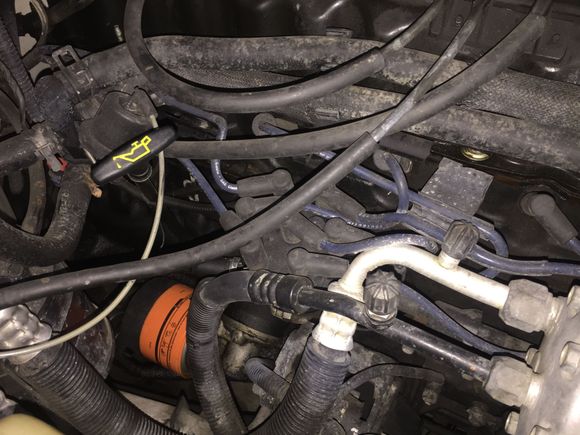A shot of the old distributor and ignition wires.