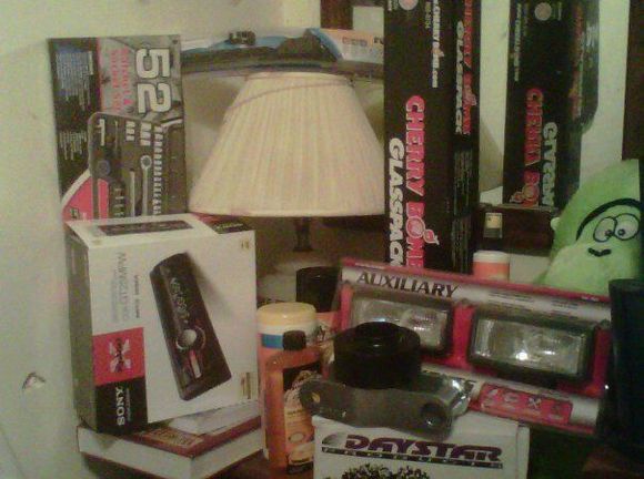 fogs, stereo deck, glasspack, fogs, shackles and spacers