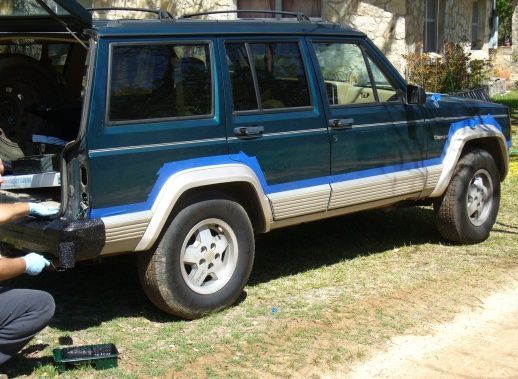 Chief Right side before herculiner applied, thats the Chief applying the herculiner to the rear bumper