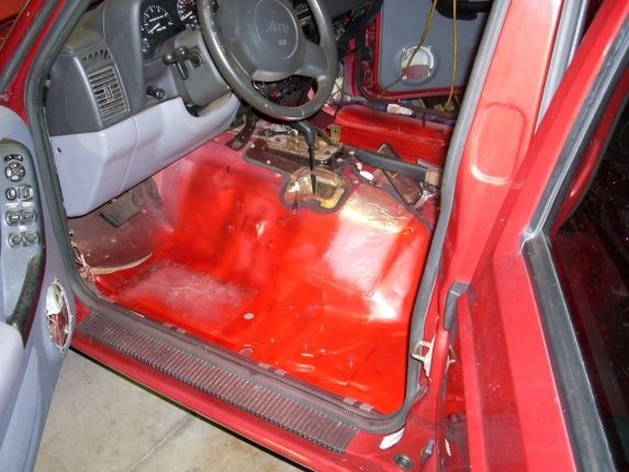 Red Jeep Restore
Rust free floor boards. Painted them anyway for more protection. Have pristene steering wheel and door panels ready to go in from 1999.