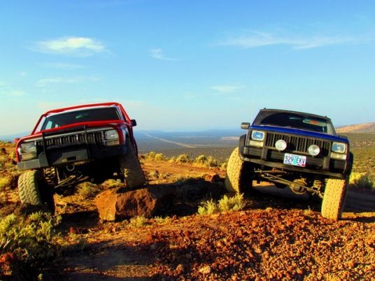 just outside of Bend, OR. Blue rig is mine.