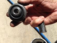 That’s the OEM bushing in the left, it’s not supposed to be two pieces.
I replaced with Moog K200792 bushings on the right.