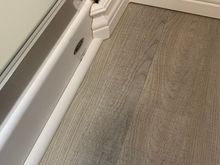Figured a way to transition the baseboard at the shower stall