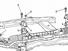 On the area by the swaybar and steering rack