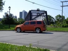 In front of Historical Bridge in downtown Fort Wayne, Indiana.