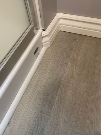 Figured a way to transition the baseboard at the shower stall