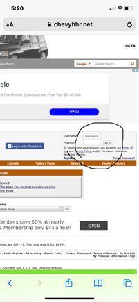 Some log in here where I’ve circled 