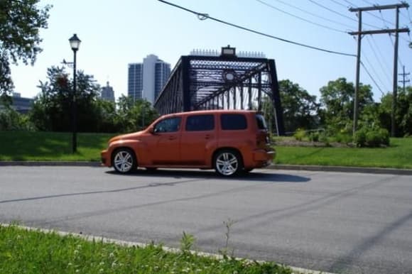 In front of Historical Bridge in downtown Fort Wayne, Indiana.